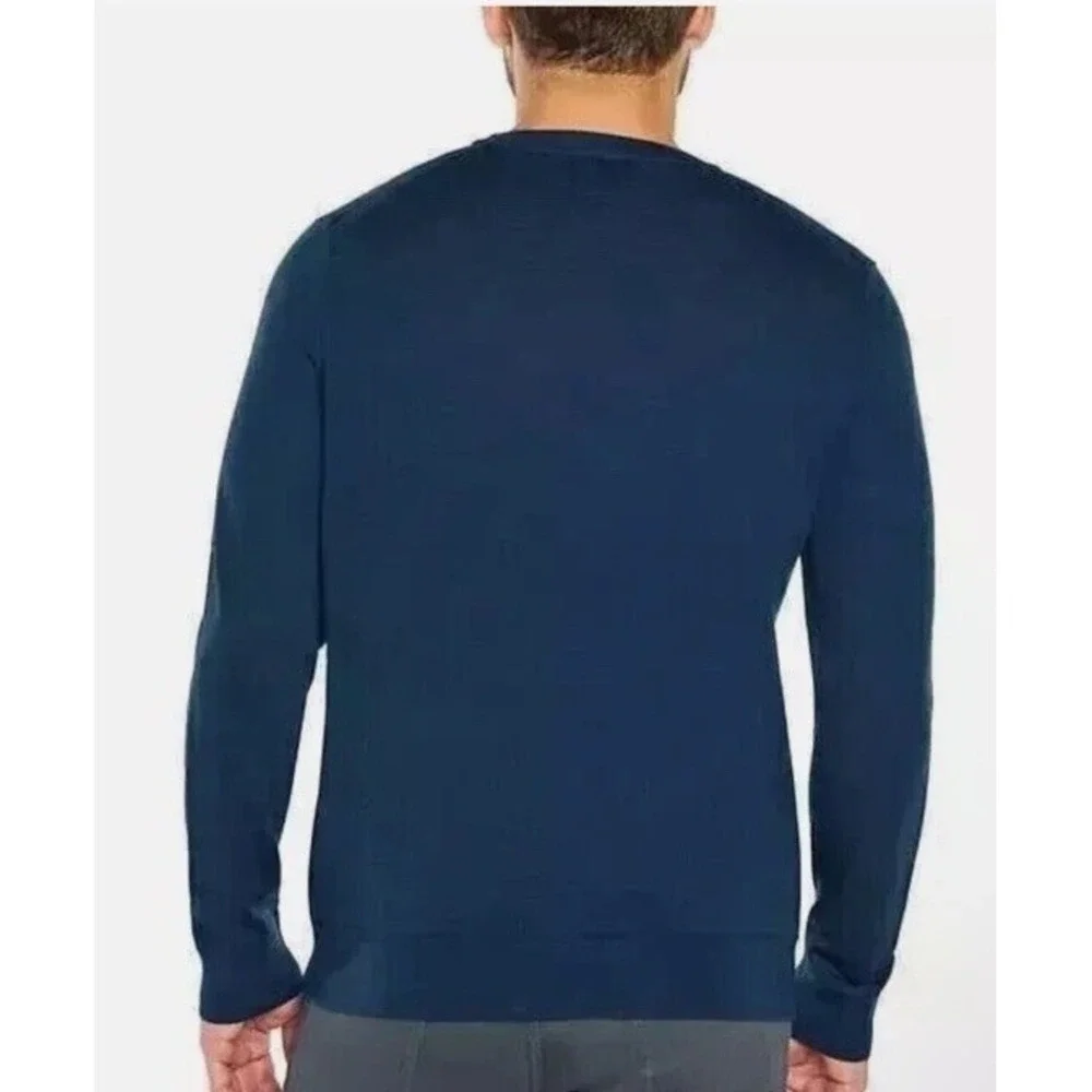 Banana Republic Men's L 100% Merino Wool Crew Neck Sweater Teal Blue Lightweight